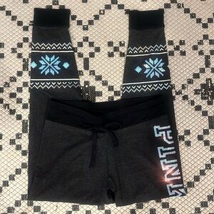 Victoria’s Secret PINK Sequin BLING SNOWFLAKE CAMPUS Yoga Track Jogger LEGGING